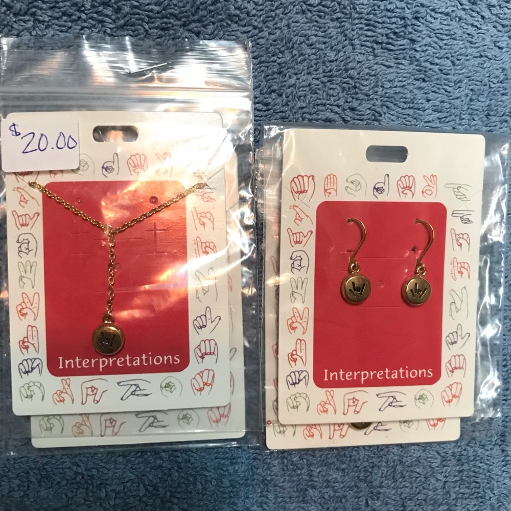 Sign Language Earrings & Necklace Set